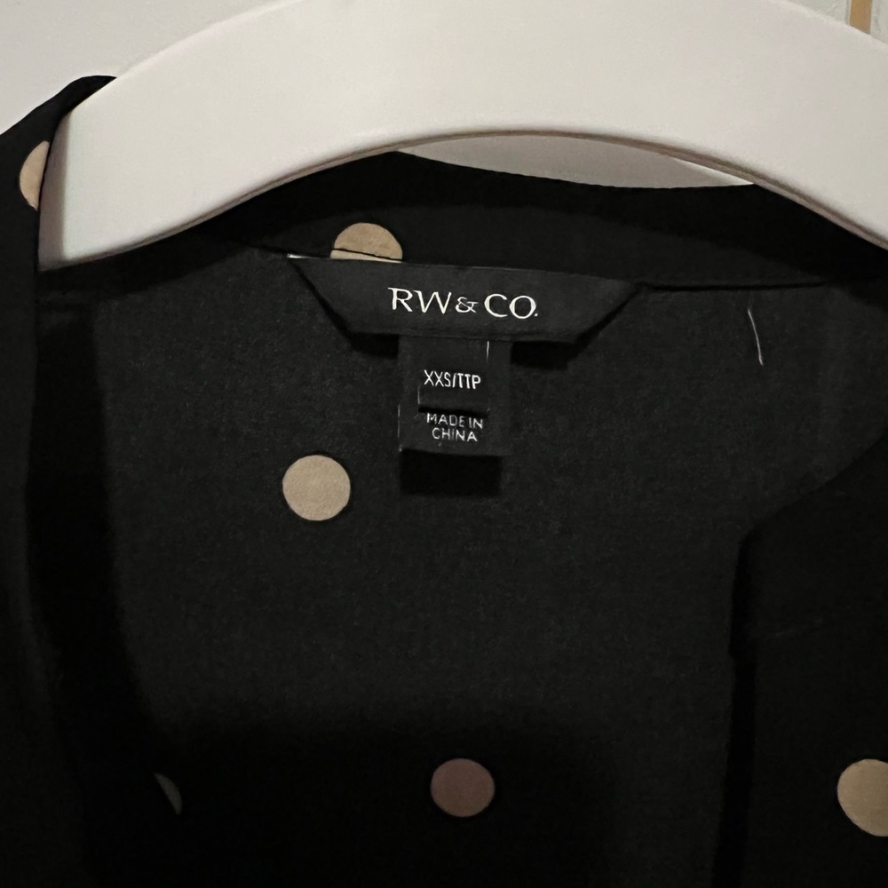 XXS Polka Dot RW&CO LONG SLEEVE TIE UP SHIRT - Picture 3 of 3